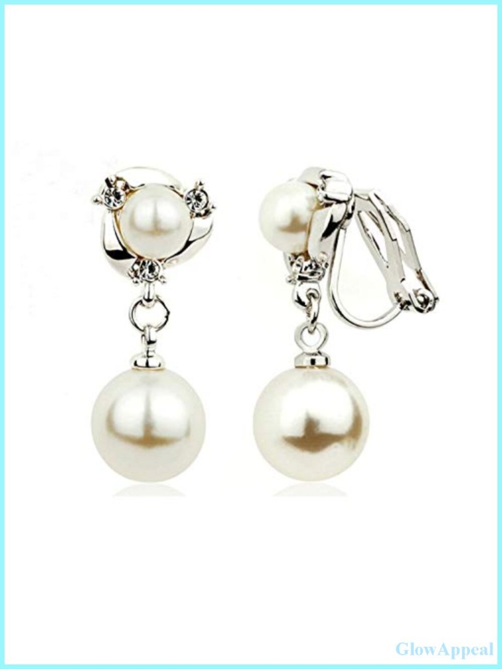 Clip On Earrings for Women Pearl Non Pierced Crystal
